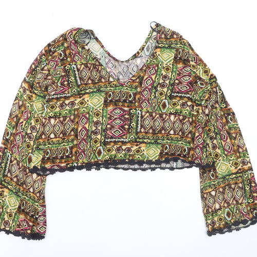 One Sunday Women’s Multicoloured Geometric Cropped Viscose Blouse M