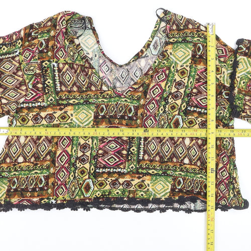 One Sunday Women’s Multicoloured Geometric Cropped Viscose Blouse M