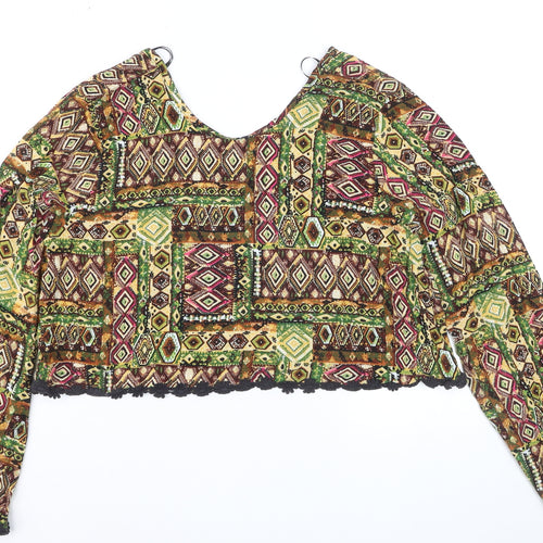 One Sunday Women’s Multicoloured Geometric Cropped Viscose Blouse M
