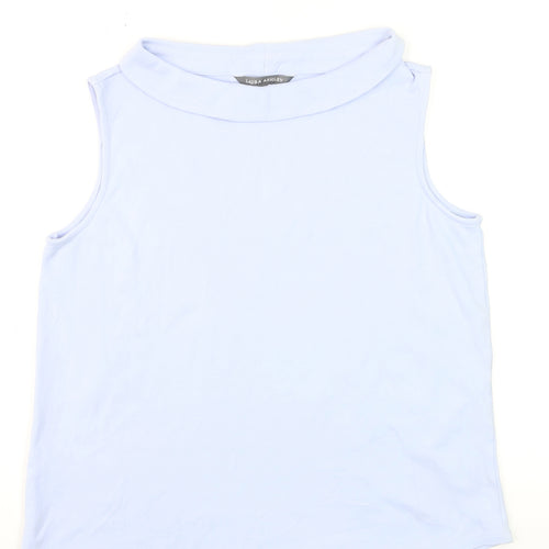 Laura Ashley Women’s Blue Cotton Sleeveless Roll Neck Tank Top Size 14