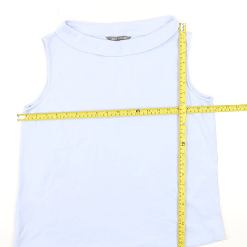 Laura Ashley Women’s Blue Cotton Sleeveless Roll Neck Tank Top Size 14