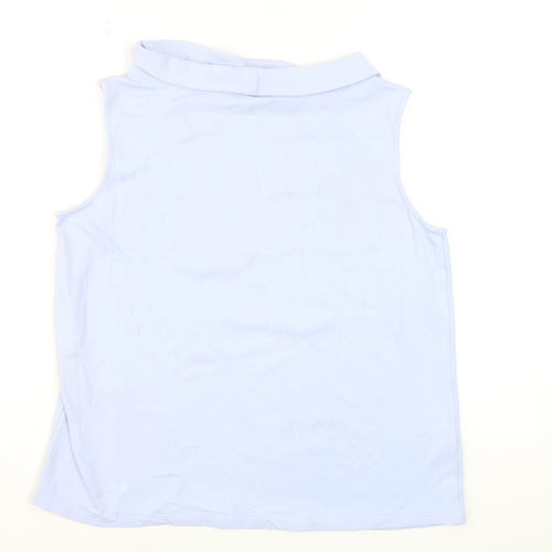 Laura Ashley Women’s Blue Cotton Sleeveless Roll Neck Tank Top Size 14