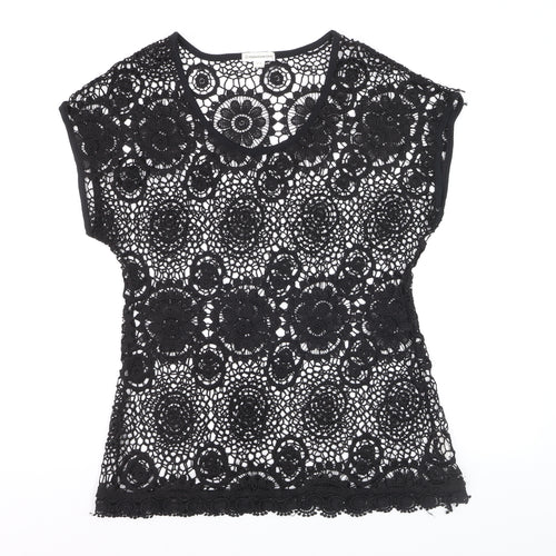 Warehouse One Women’s Black Crochet Lace Blouse Size M