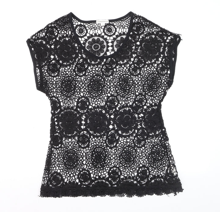 Warehouse One Women’s Black Crochet Lace Blouse Size M