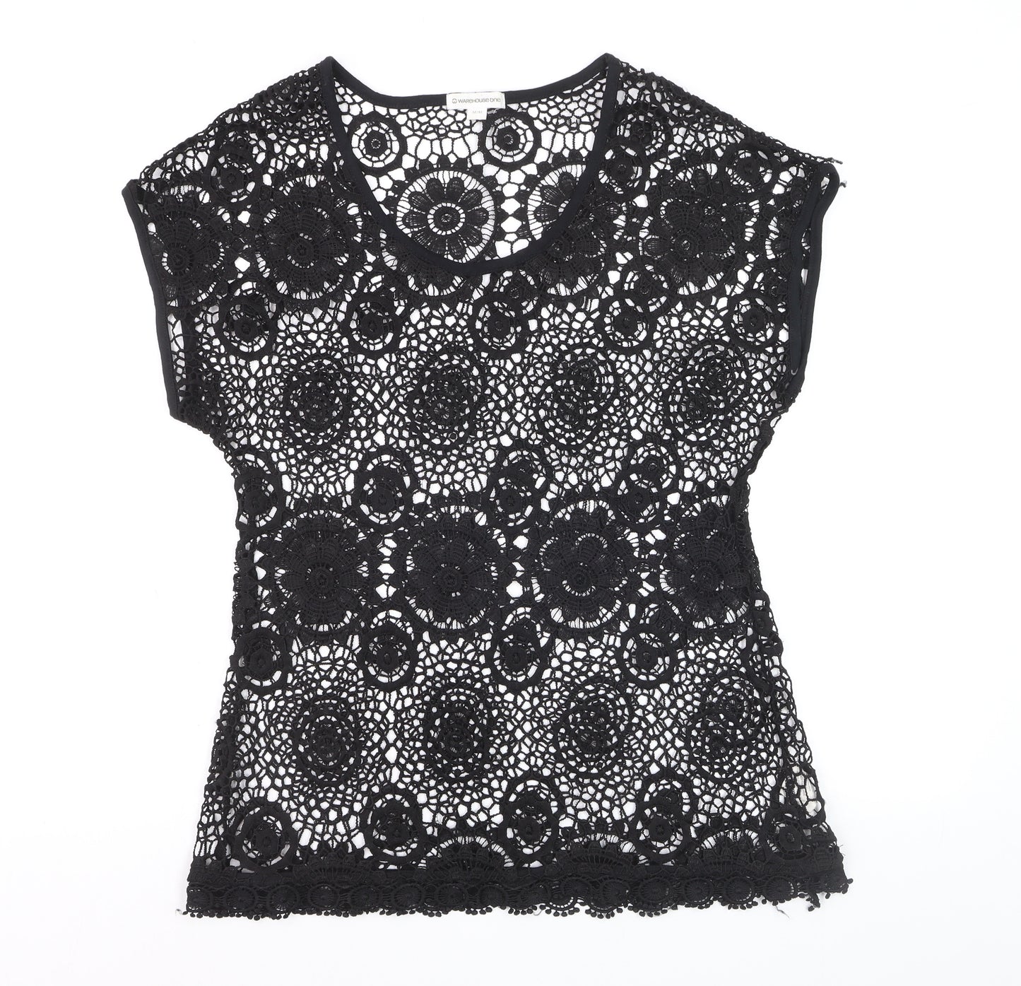 Warehouse One Women’s Black Crochet Lace Blouse Size M