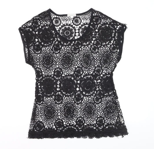 Warehouse One Women’s Black Crochet Lace Blouse Size M