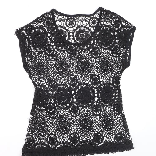Warehouse One Women’s Black Crochet Lace Blouse Size M