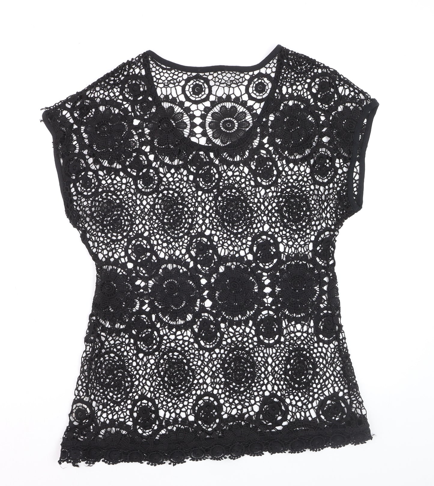 Warehouse One Women’s Black Crochet Lace Blouse Size M