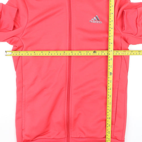 Adidas Girls Pink Hooded Track Jacket 13-14 Years Lightweight Climalite