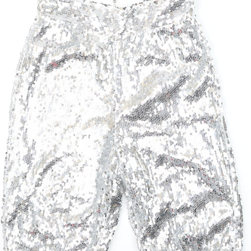PrettyLittleThing Women’s Silver Sequin Biker Shorts Size 4