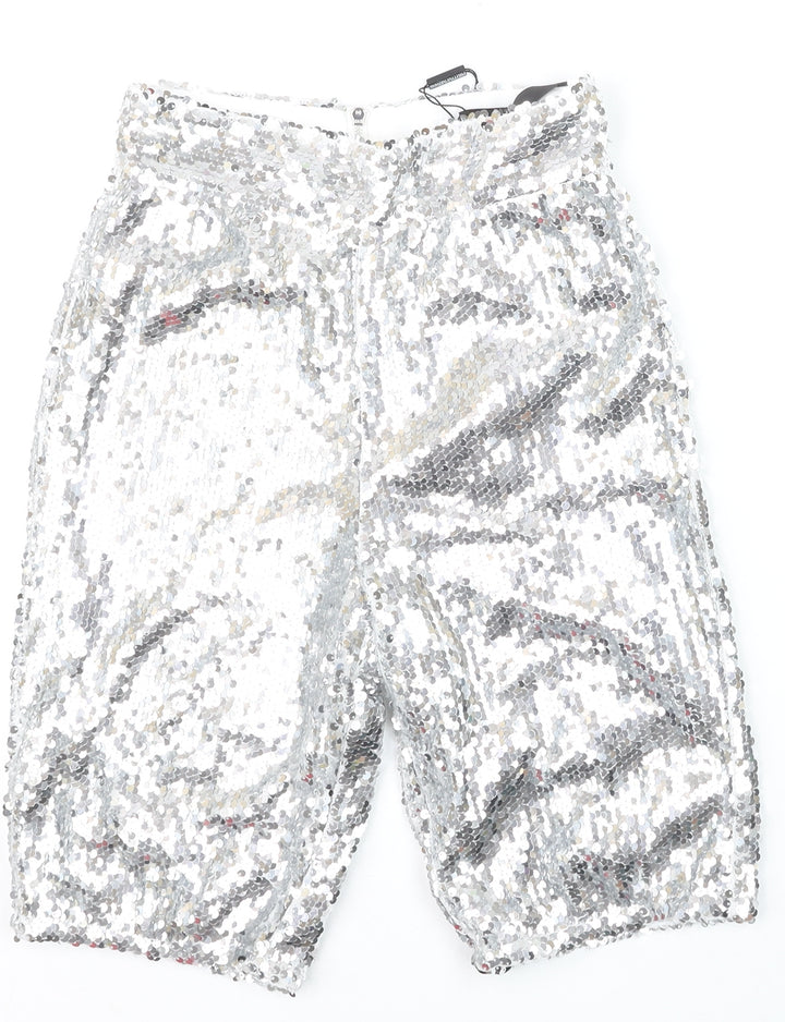 PrettyLittleThing Women’s Silver Sequin Biker Shorts Size 4