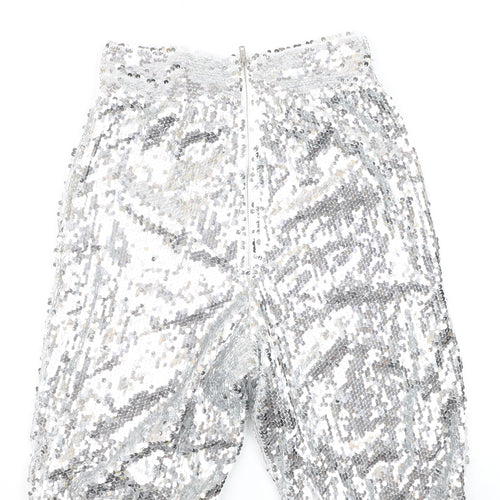 PrettyLittleThing Women’s Silver Sequin Biker Shorts Size 4