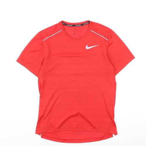 Nike Boys Red Dri-FIT Running T-Shirt Size S Reflective Sports Top