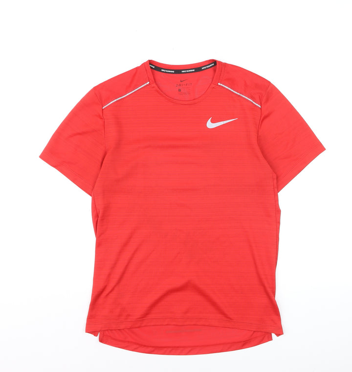Nike Boys Red Dri-FIT Running T-Shirt Size S Reflective Sports Top