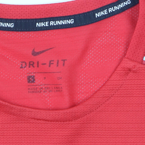 Nike Boys Red Dri-FIT Running T-Shirt Size S Reflective Sports Top