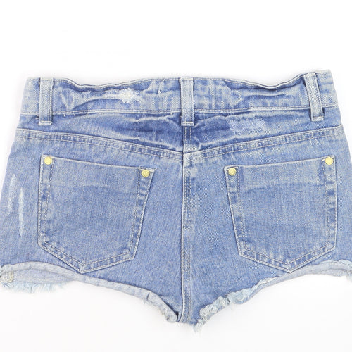 Denim Co. Women's Blue Size 8 Cut-Off Denim Shorts Bohemian Paisley