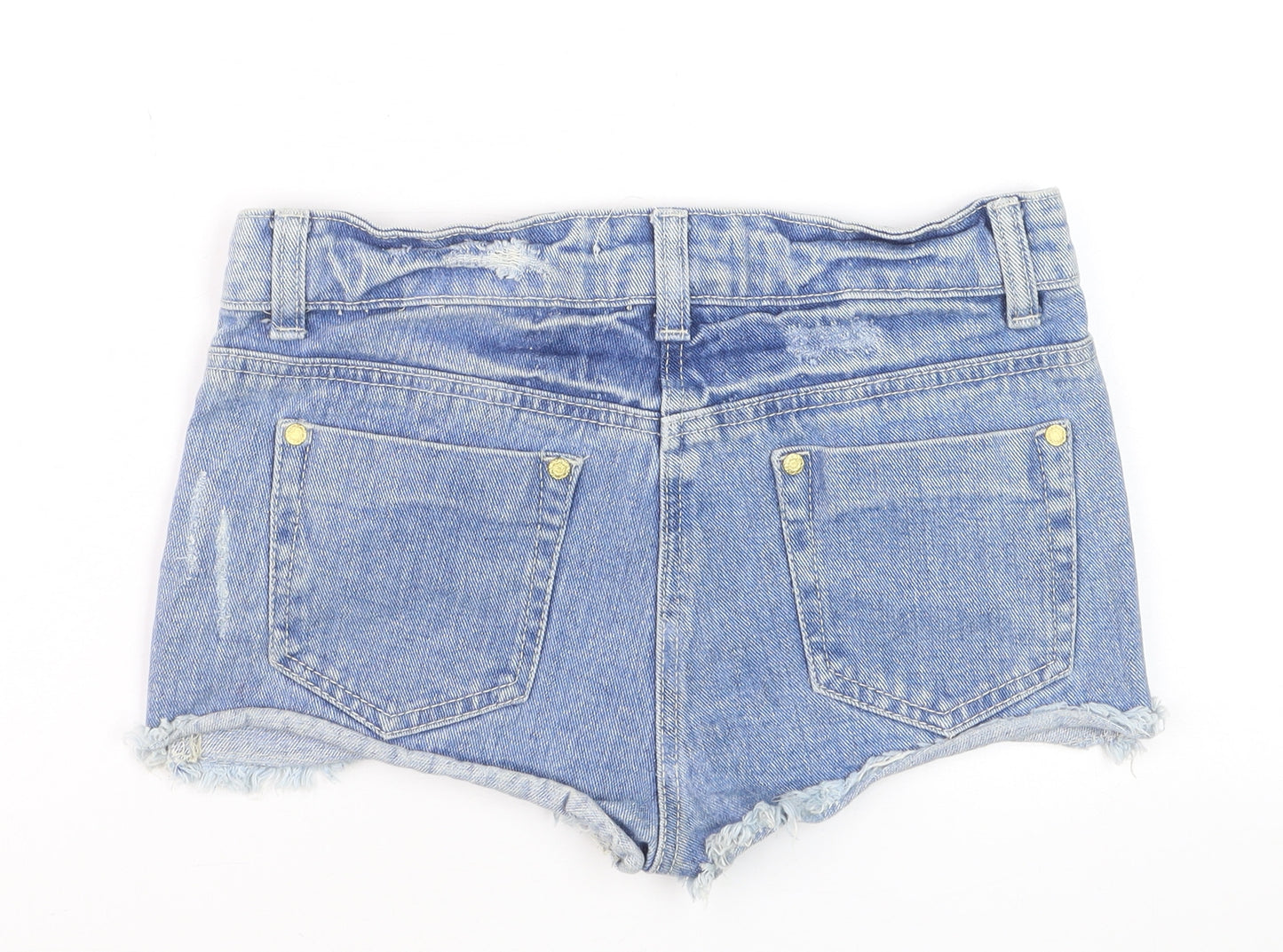 Denim Co. Women's Blue Size 8 Cut-Off Denim Shorts Bohemian Paisley