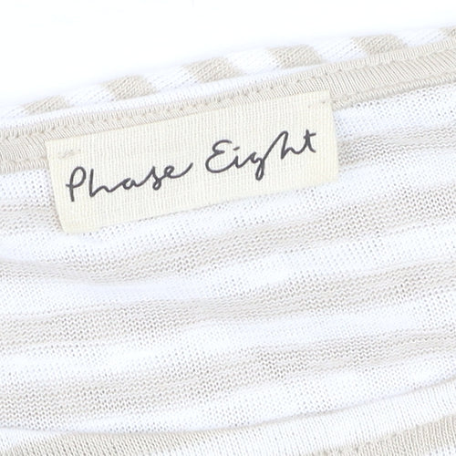 Phase Eight Beige Striped Women's 3/4 Sleeve Jersey Top Size M