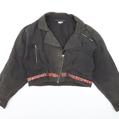 Republic Australia Womens Black Cropped Biker Jacket Size 10