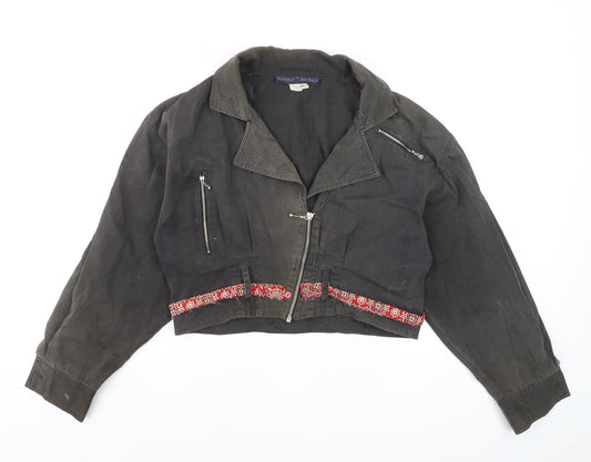 Republic Australia Womens Black Cropped Biker Jacket Size 10