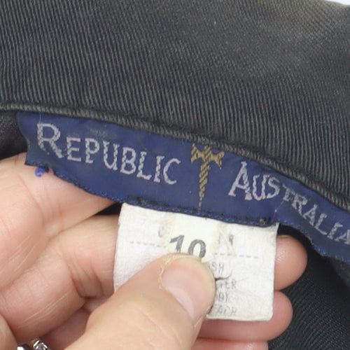 Republic Australia Womens Black Cropped Biker Jacket Size 10