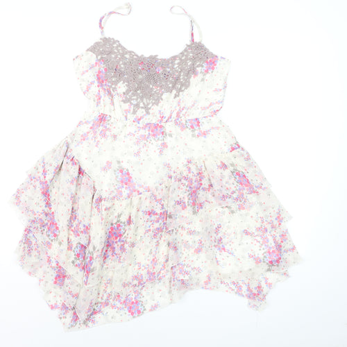 Monsoon Fusion Women’s Multicoloured Floral Asymmetric Ruffle Dress Size 12