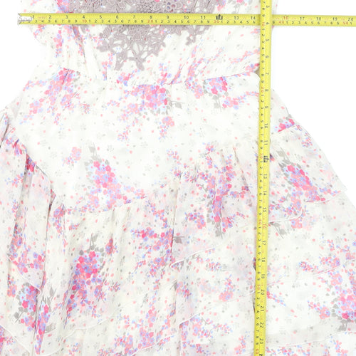 Monsoon Fusion Women’s Multicoloured Floral Asymmetric Ruffle Dress Size 12