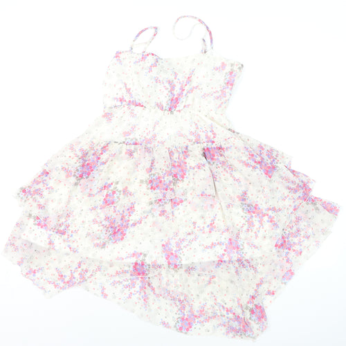 Monsoon Fusion Women’s Multicoloured Floral Asymmetric Ruffle Dress Size 12