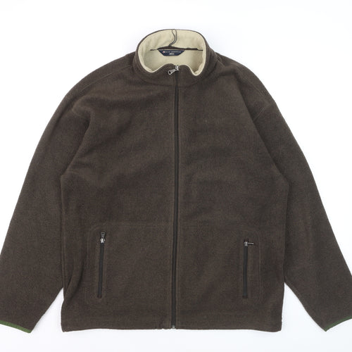 Marks and Spencer Men's Brown Fleece Jacket Medium Full Zip Outdoor