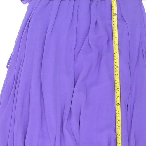 Monsoon Women Purple Size 8 Chiffon Pleated Short Sleeve Shift Dress