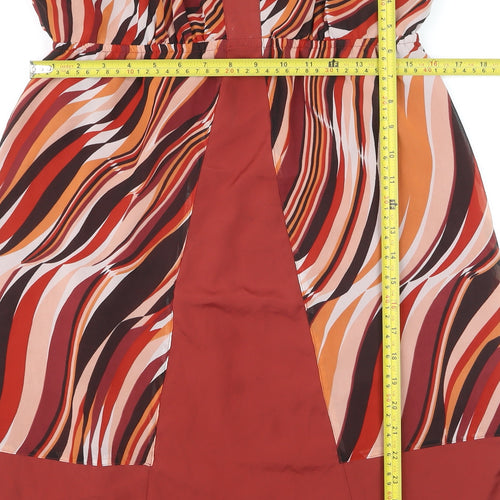 ELLE Women Multicoloured M Slip Dress Retro Style V-Neck