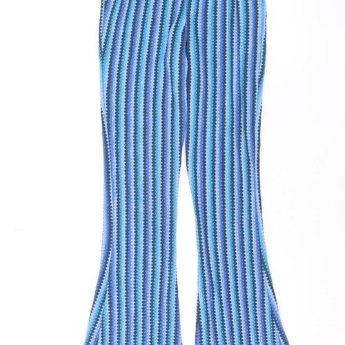 Urban Outfitters Women's Blue Striped Flared Knit Trousers XS