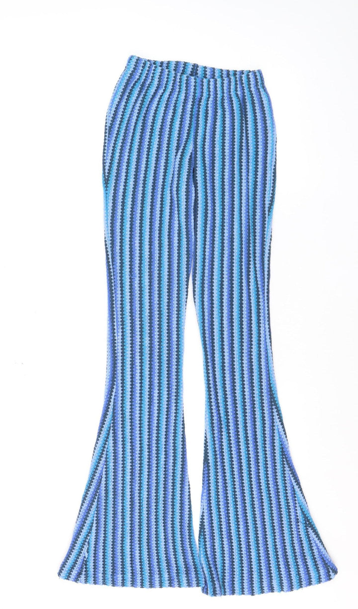 Urban Outfitters Women's Blue Striped Flared Knit Trousers XS