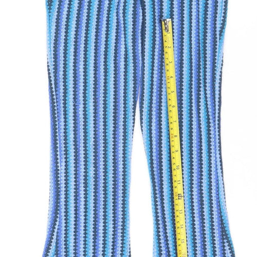 Urban Outfitters Women's Blue Striped Flared Knit Trousers XS
