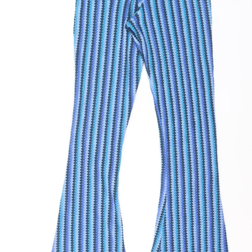 Urban Outfitters Women's Blue Striped Flared Knit Trousers XS