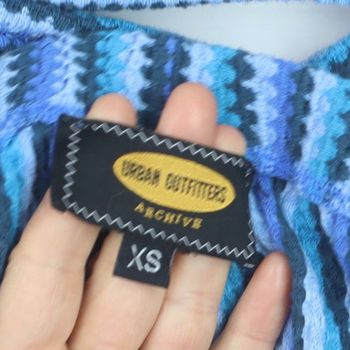 Urban Outfitters Women's Blue Striped Flared Knit Trousers XS