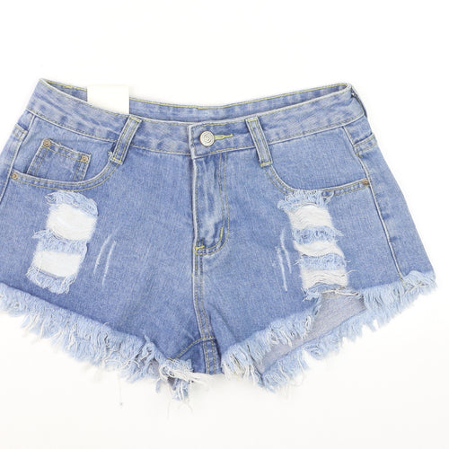 Fashion Jeans Women's Blue Denim Cut-Off Shorts Size M