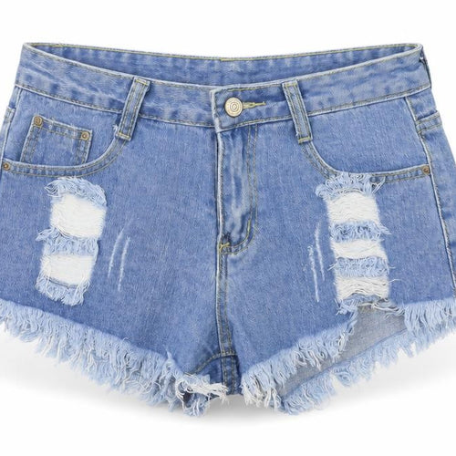 Fashion Jeans Women's Blue Denim Cut-Off Shorts Size M