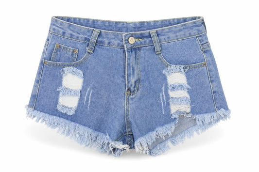 Fashion Jeans Women's Blue Denim Cut-Off Shorts Size M