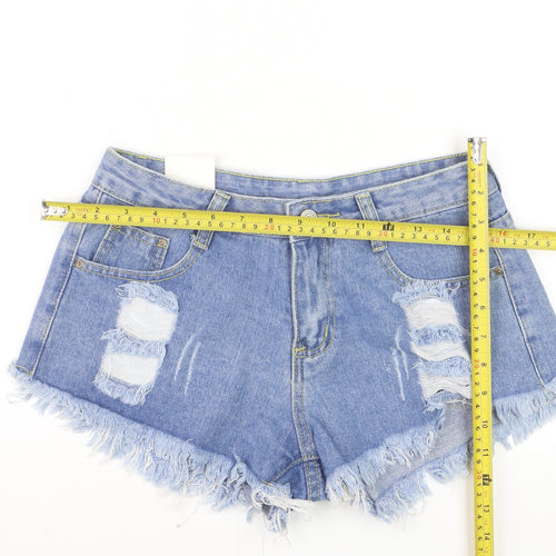 Fashion Jeans Women's Blue Denim Cut-Off Shorts Size M