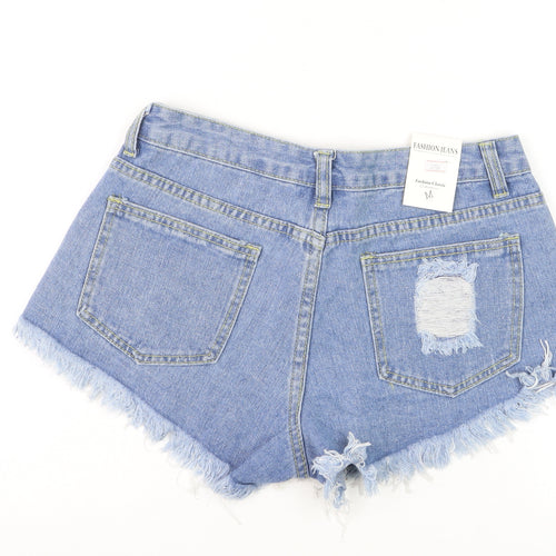 Fashion Jeans Women's Blue Denim Cut-Off Shorts Size M
