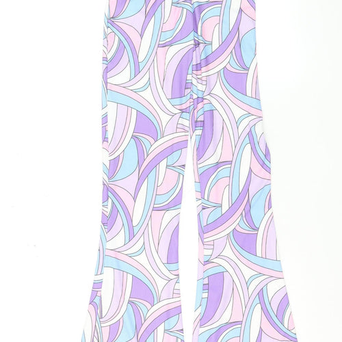 Missguided Womens Multicoloured Geometric Flared Trousers Size 10