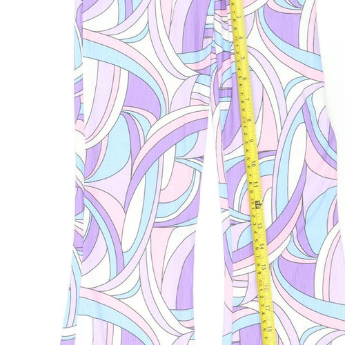 Missguided Womens Multicoloured Geometric Flared Trousers Size 10