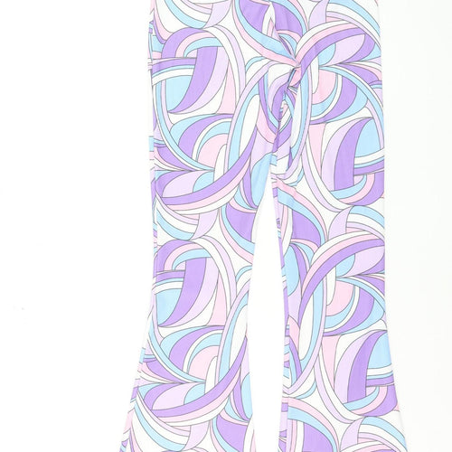 Missguided Womens Multicoloured Geometric Flared Trousers Size 10