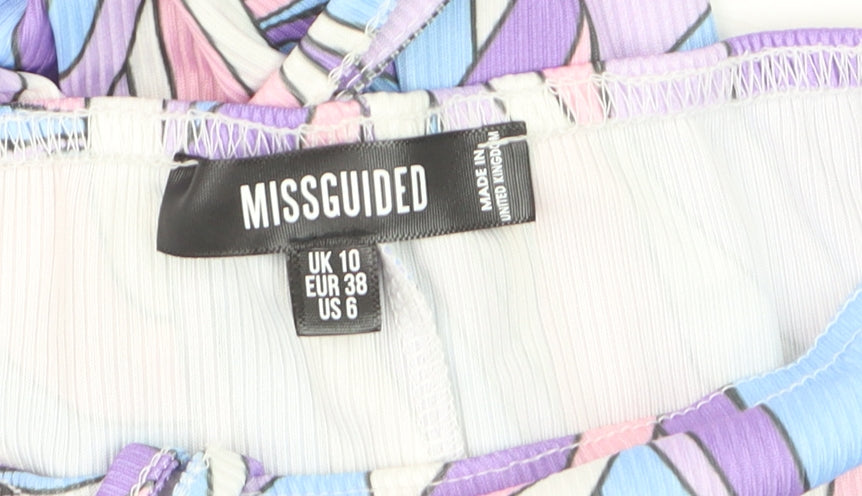 Missguided Womens Multicoloured Geometric Flared Trousers Size 10