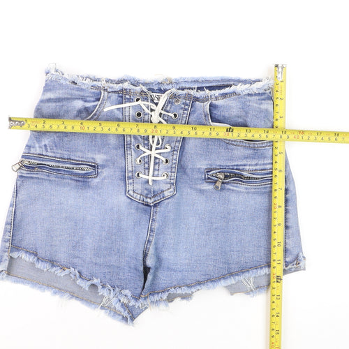 DYSIE Womens Blue Denim Lace Up Cut-Off Shorts Size 8