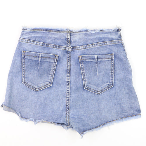 DYSIE Womens Blue Denim Lace Up Cut-Off Shorts Size 8