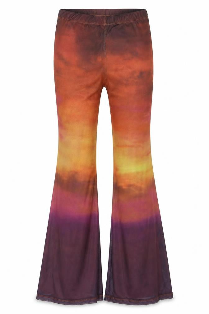 Front view of Motel Rocks women’s multicoloured xs flared mesh trousers