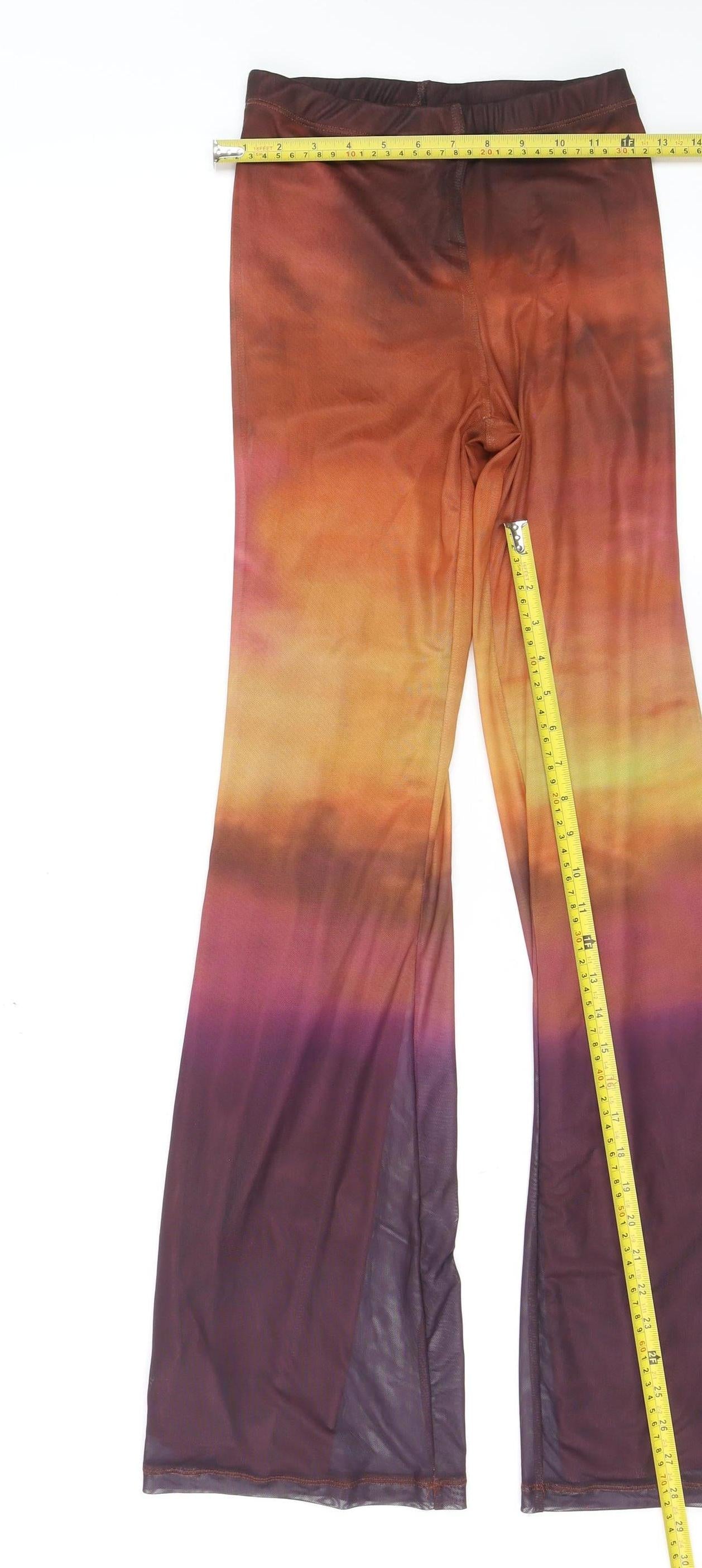 Motel Womens Multicoloured XS Flared Mesh Trousers