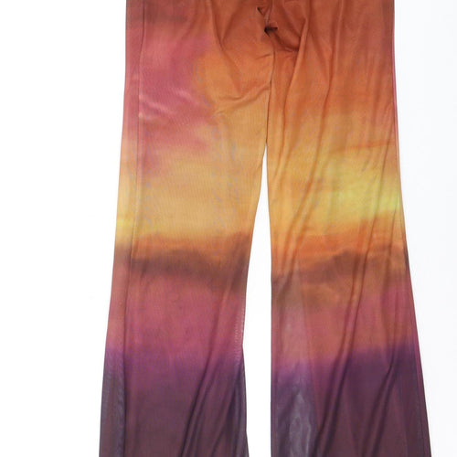 Motel Womens Multicoloured XS Flared Mesh Trousers